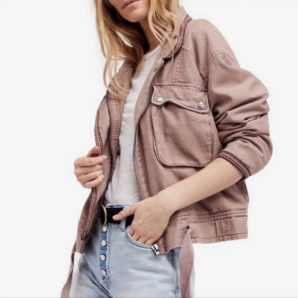 Free People Jackets & Blazers - Free People Flight Line Cotton Embroidered Bomber Utility Jacket Size S